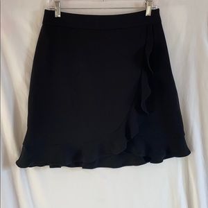 Black Faux Wrap Skirt